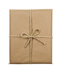 Gift in brown paper tied with string