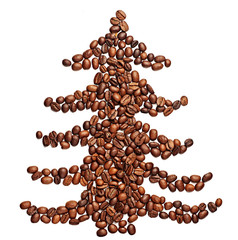 Coffee beans shaped as a christmas tree