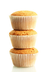 tasty muffin cakes, isolated on white