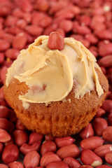 Delicious cake spread with peanut butter