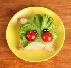 fun food for kids on wooden background
