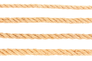 Collection of various ropes isolated on white