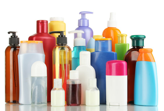 A lot of different cosmetic products for personal care isolated