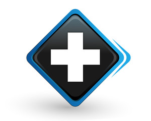 Fototapeta premium icône santé sur bouton carré bleu design