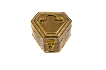handmade retro brass box isolated on white