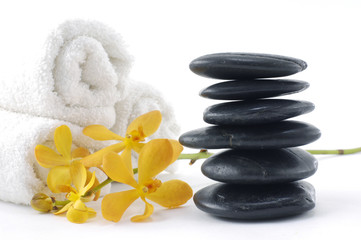 spa concept with branch orchid and stones