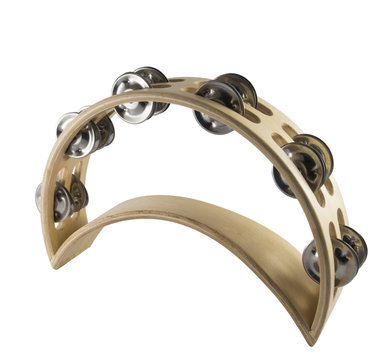 half moon tambourine in white background