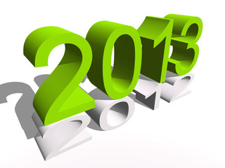 High resolution conceptual 3D green 2013 year isolated on white