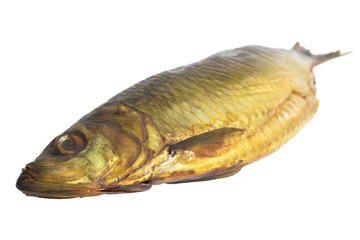 Smoked fish  isolated on white background