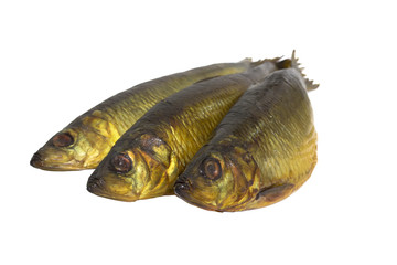 Smoked fish  isolated on white background