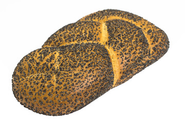 bread with poppy seeds isolated on a white background