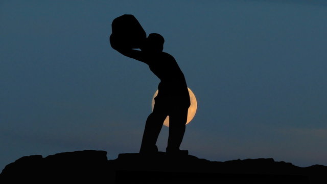 Macedonia Meckin Kamen Monument Krusevo moonrise