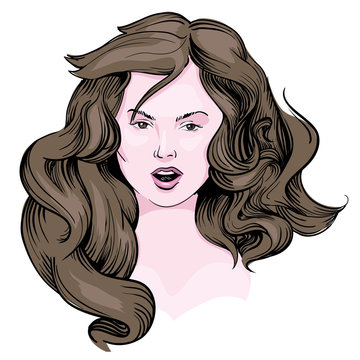 girl with long brown hair vector eps