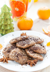 chocolate cookies topped with grated chocolate