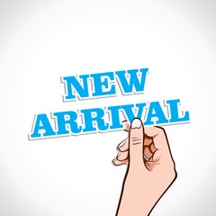 hand show the new arrival sticker stock vector