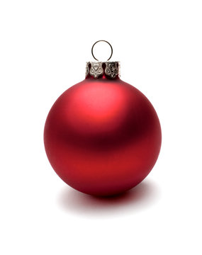 red christmas ball over white background