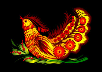 Obraz premium Bird on decorative flowers vector eps10