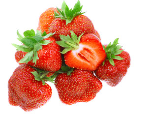 A heap of fresh strawberries on white.Isolated