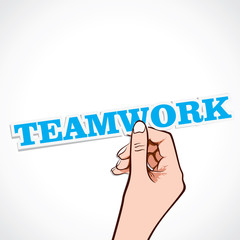 teamwork word in hand stock vector