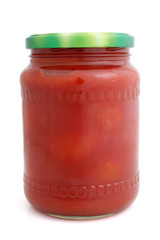 Cherry tomatoes canned in glass jar