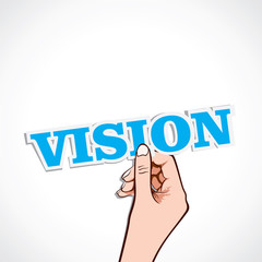 vision word in hand stock vector
