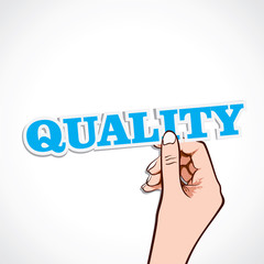 quality word in hand stock vector