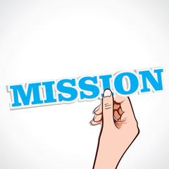 mission word in hand stock vector