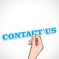 contact us word in hand stock vector