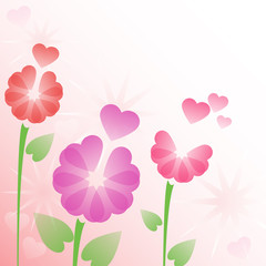 floral background with hearts