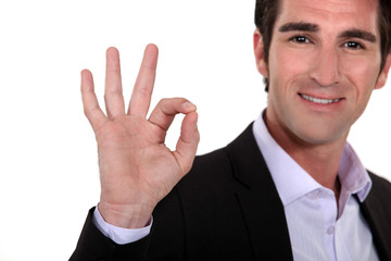 Man giving the a-ok hand gesture