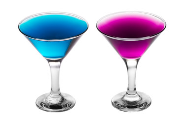 alcoholic martini cocktails isolated on white