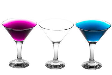 alcoholic martini cocktails isolated on white