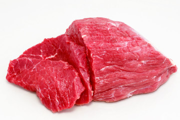 Cut of  beef steak on white. Isolated.