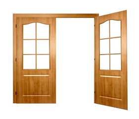 Open door on a white background