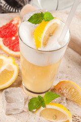 fresh yellow drink with apple, apricot