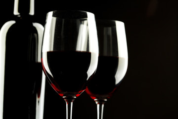 Red Wine Glass silhouette Black Background
