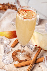 yellow drink, apple and cinnamon