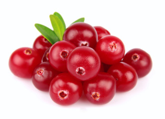 Sweet cranberries with leafs