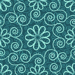 Seamless blue ornamental decorative pattern