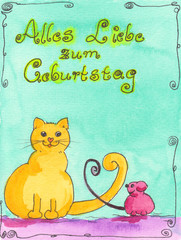Lustige Aquarell Geburtstagskarte