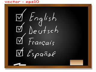 Vector conceptual black blackboard with text