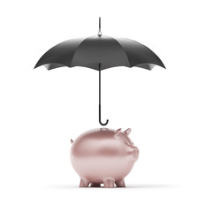 Piggy bank with umbrella