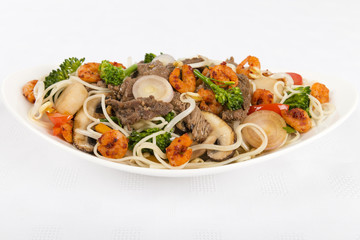 Chow Mein - Chinese noodles with beef, shrimp & vegetables