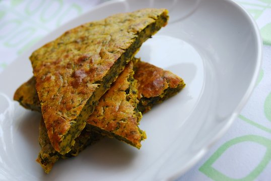 Vegetarian chickpeas cake with herbs