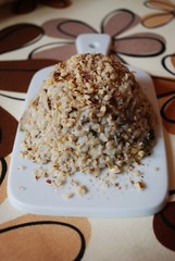 Barley with mushrooms and hazelnuts