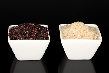 Black & white rice isolated on black