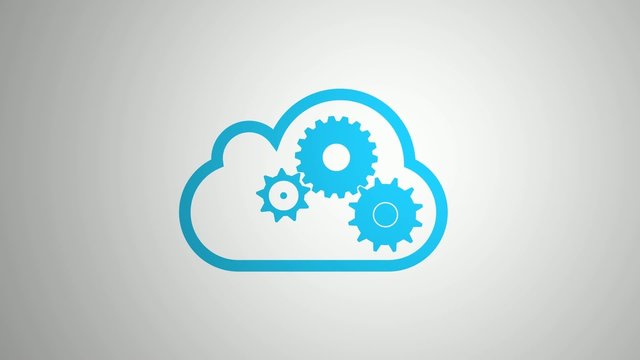 Blue rotating gears in cloud