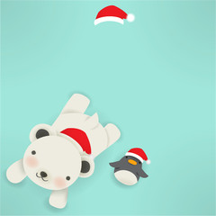 Polar bear & Penguin - xmas greeting card
