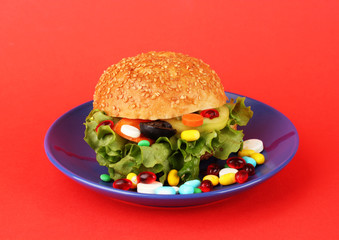 Conceptual image for nutritional care:assorted vitamins and