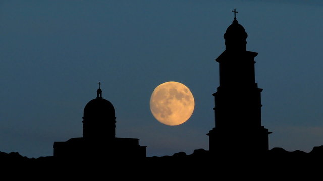 Moldova Nativity Cathedral of Chisinau tower moonrise